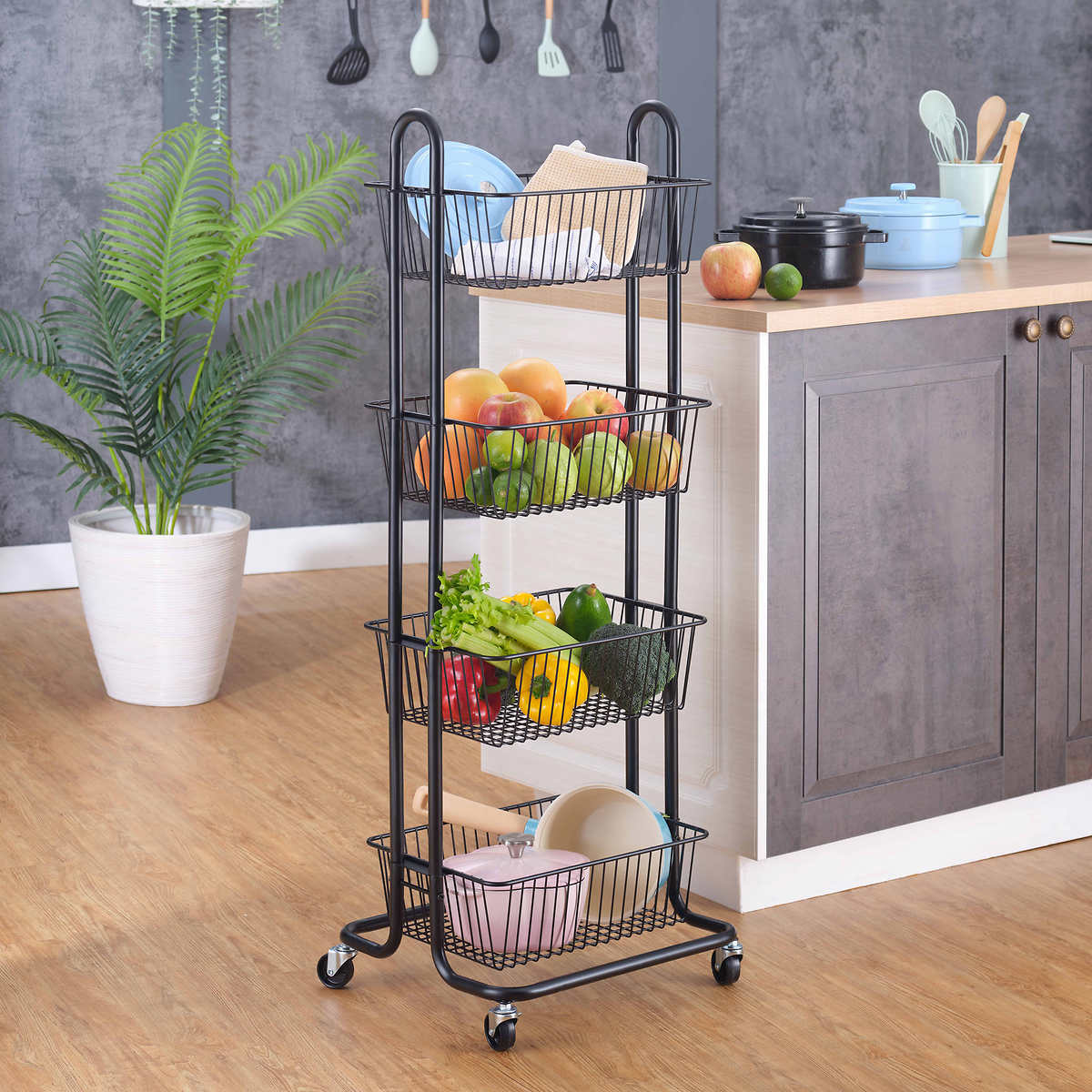 Wire Storage Baskets for Organizing with Lables, Pantry Organization Bins  for Kitchen Cabinets, Closet - Metal Basket for Laundry, Garage, Refridge,  Bathroom Co - China Black Storage Basket and Metal Wire Fruit