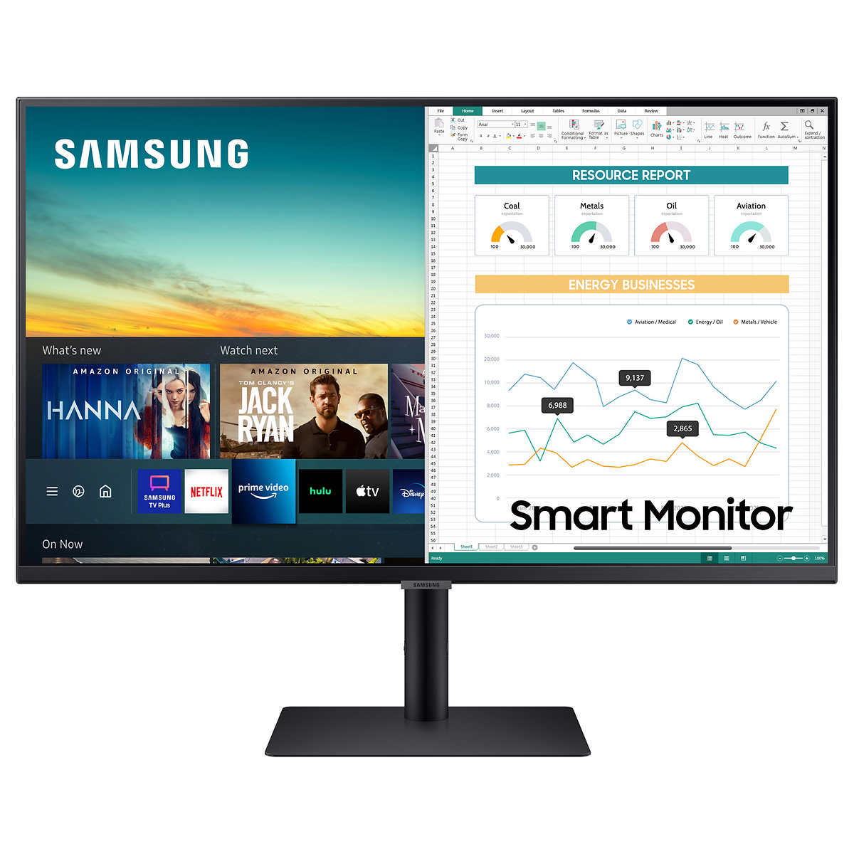 SAMSUNG 32-inch M5 Smart Monitor with Mobile Connectivity, FHD, Remote  Access, Office 365 (LS32AM500NNXZA), Black (Renewed)