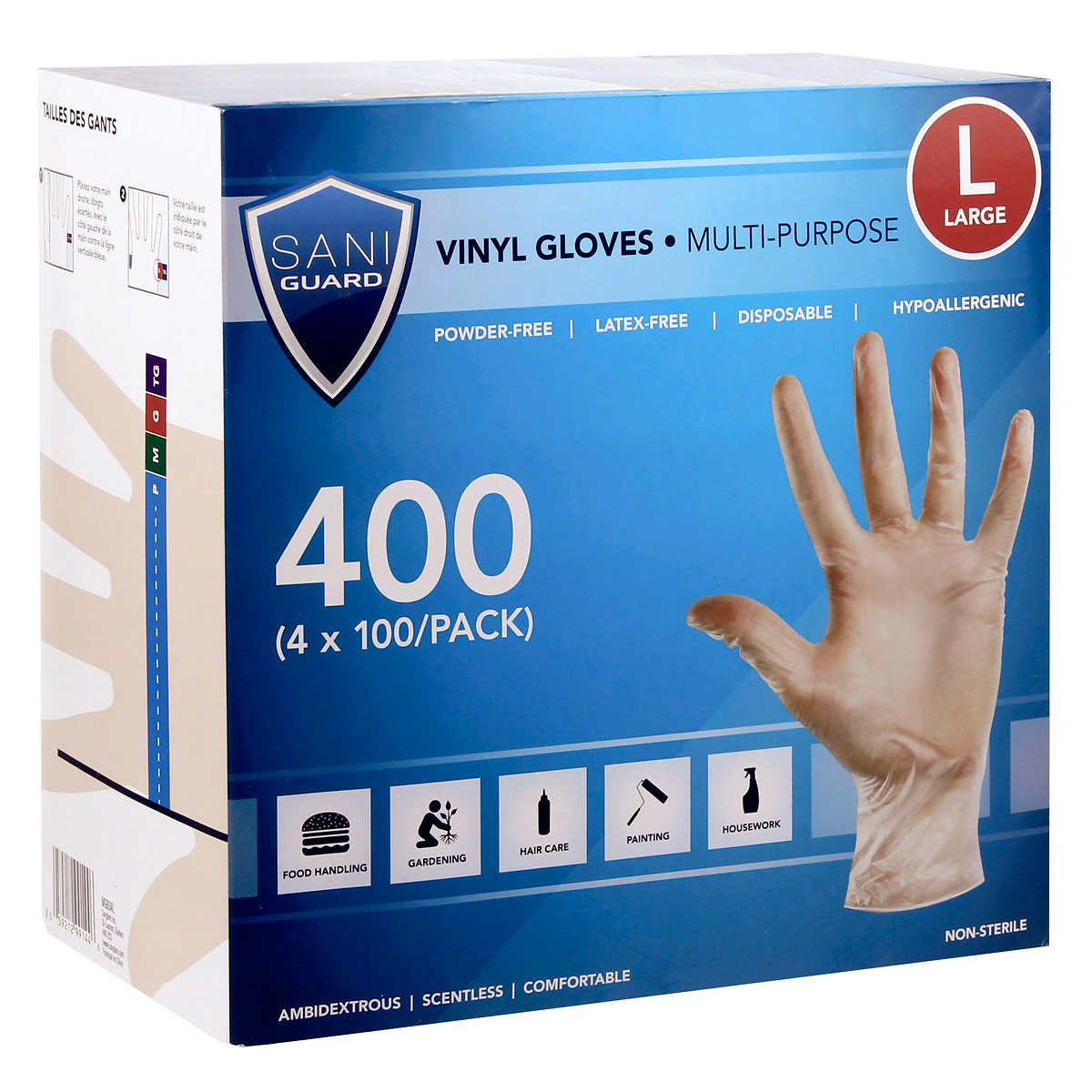 Sani Guard Vinyl Gloves Large 4 Pack Of 100 Costco