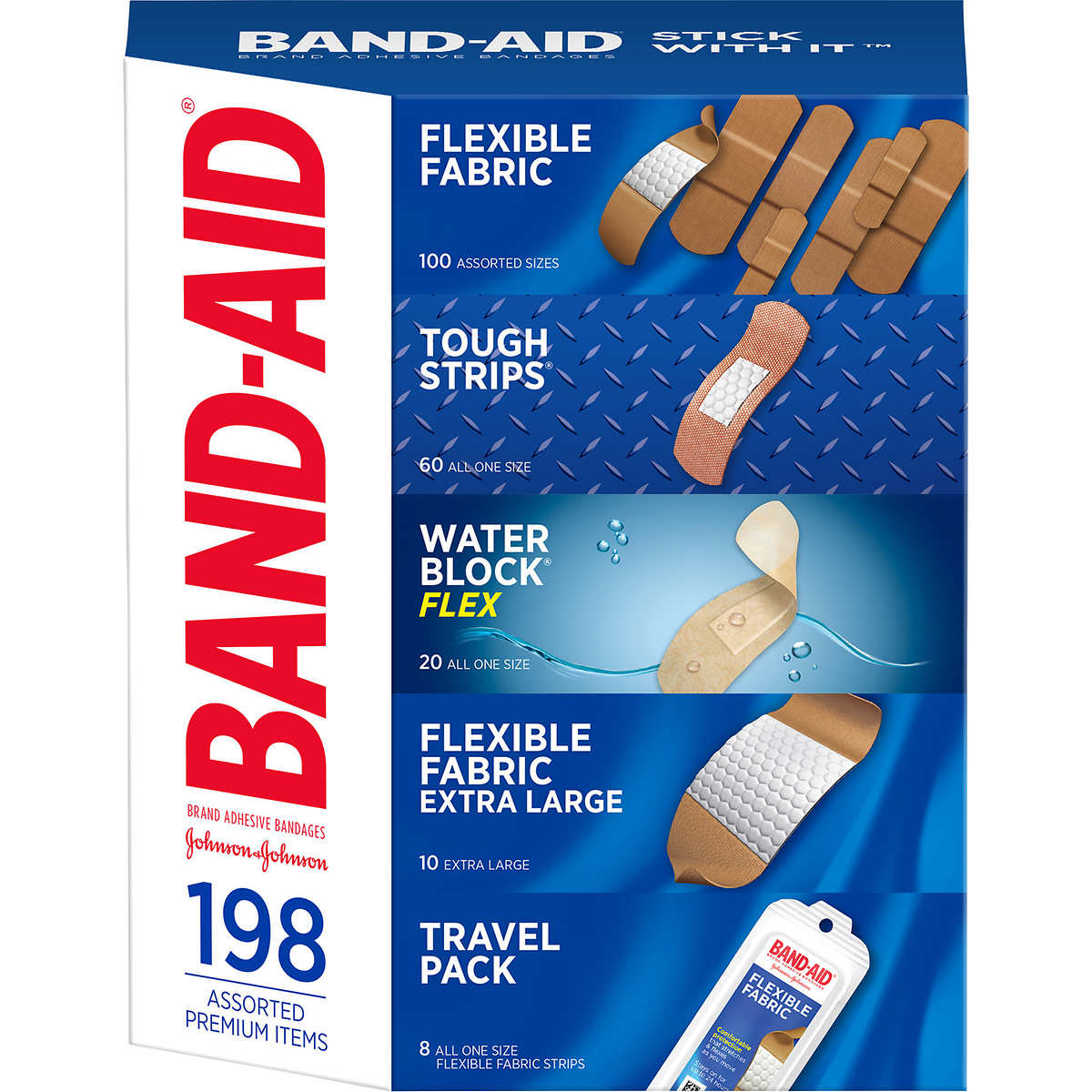 Band-aid Flex Fabric Travel Pack - 8 Each/pack (12 Pack)