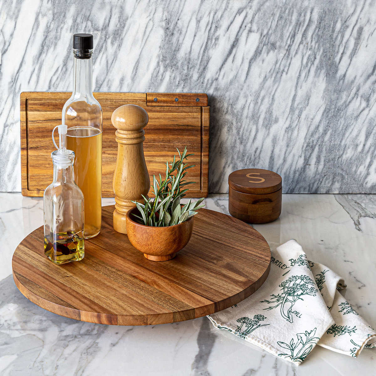 overandback Acacia Wood Lazy Susan