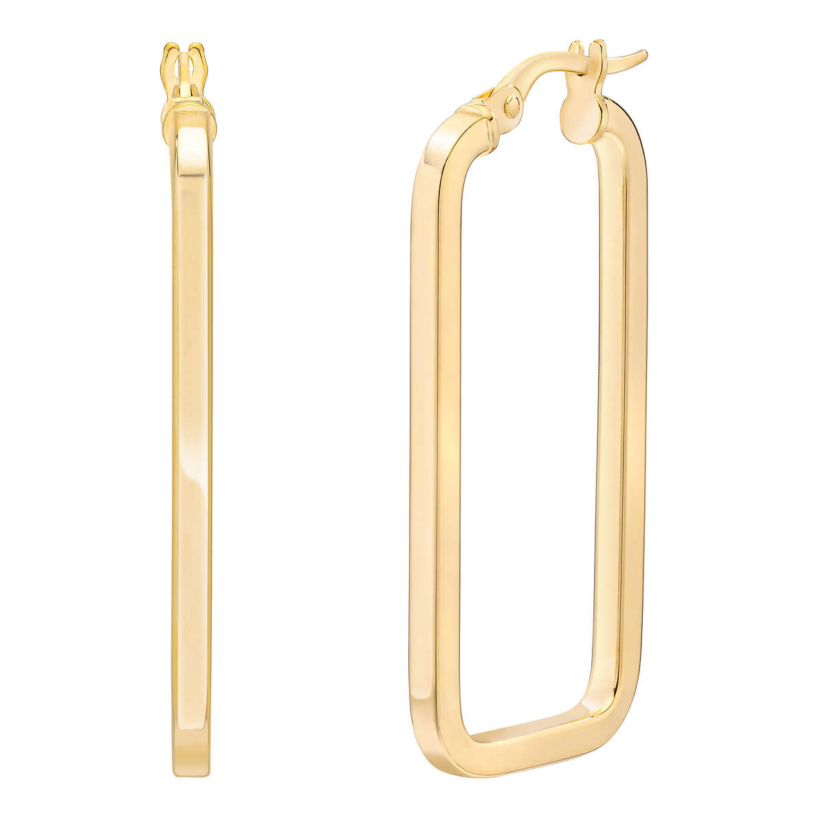 Rectangle & Chain Double Post Earring Gold