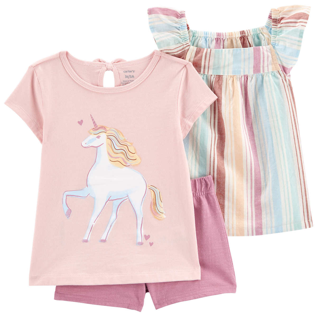 Carter's Girls 4-Piece Unicorn Cotton Pajama Set, Size 3T - Little