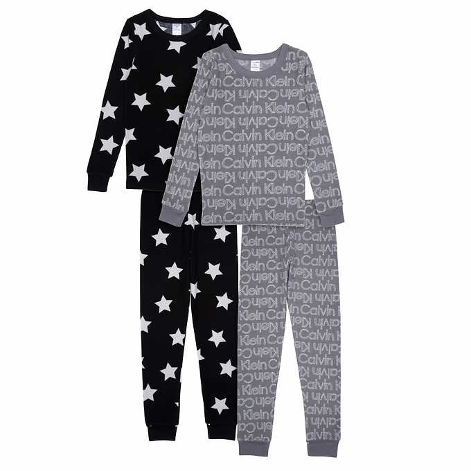 Calvin Klein Kids 4-piece Pajamas, Black or Blue | Costco