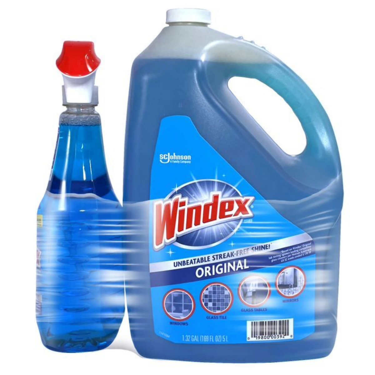 Windex Original Glass & More Cleaner Trigger Spray 946mL/1 Qt + Refill 1  Gallon