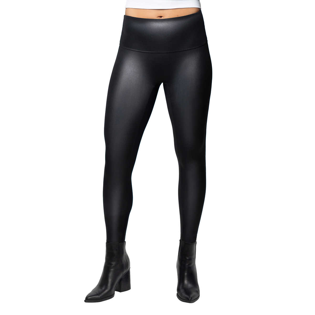  Time and Tru Black Faux Leather Leggings - Medium : Clothing,  Shoes & Jewelry