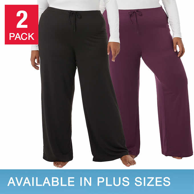 32 Degrees Cool Women's 2 Pack Soft Sleep Lounge Pants Black/Purple Small