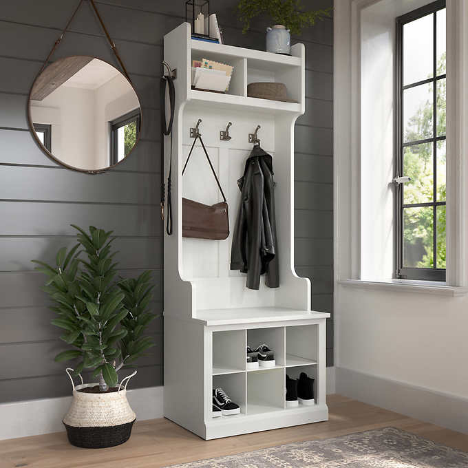 White Shoe Cabinet, Entryway Shoe Storage with Adjustable ShelvesDefault  Title