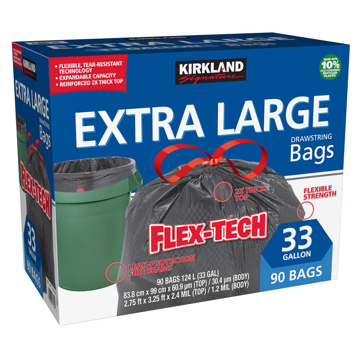 Kirkland Signature Flex-Tech 13-Gallon Scented Kitchen Trash  Bags, 200-count : Health & Household
