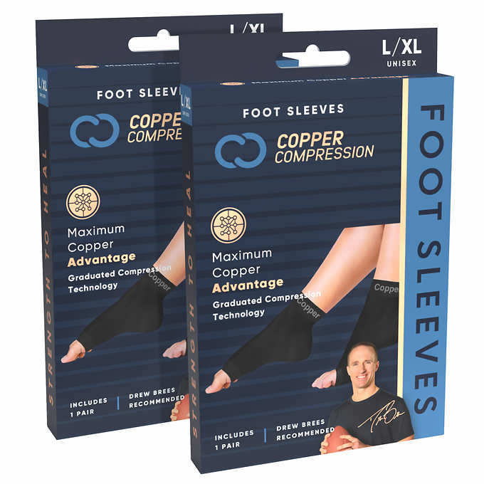 Copper Compression Foot Sleeves, 2 Pairs