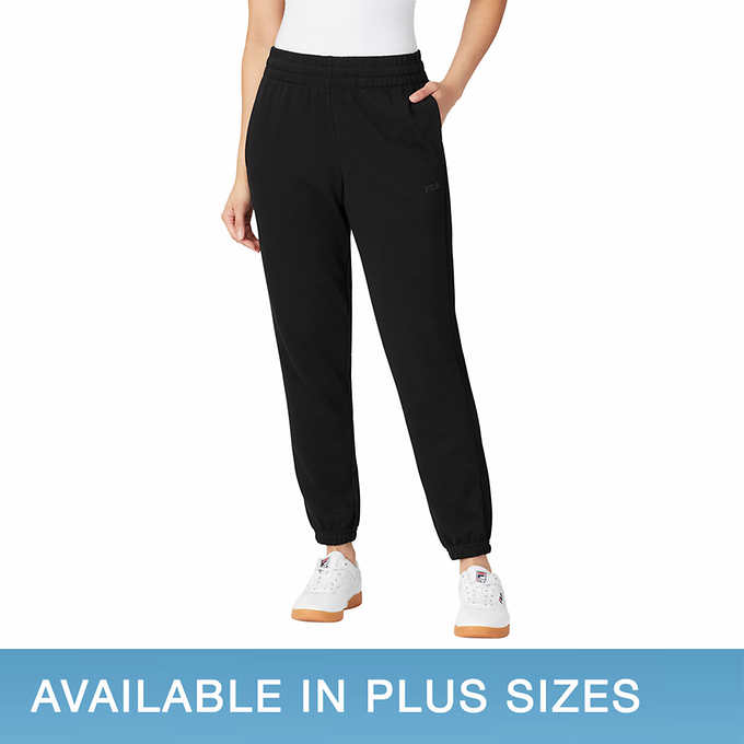 Fila Pants Womens Medium Black Swoosh Logo Casual Outdoor Jogger Sweatpants