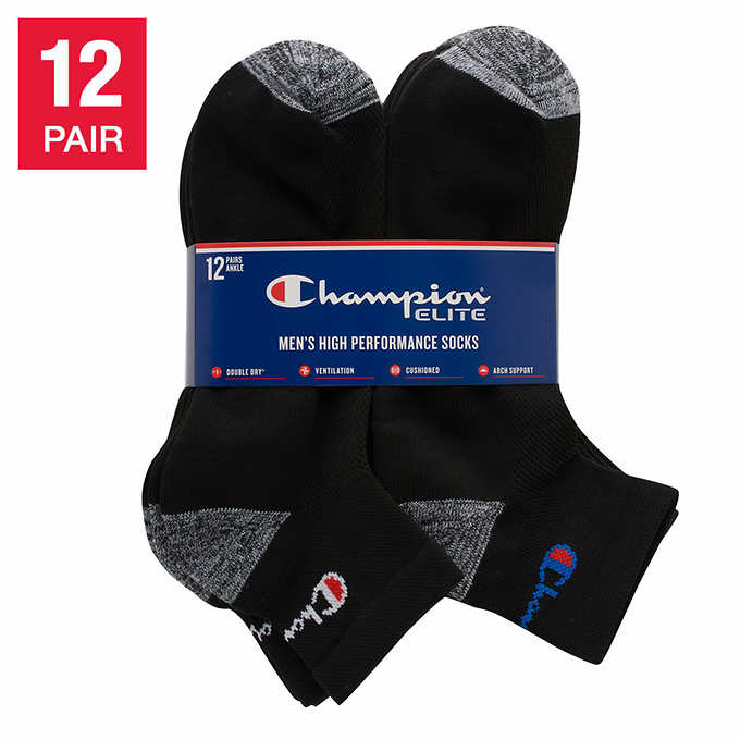 Champion Men's Double Dry Moisture Wicking Ankle Socks 6, 8, 12 Packs  Availabe, White-6 Pack, 6-12 at  Men's Clothing store
