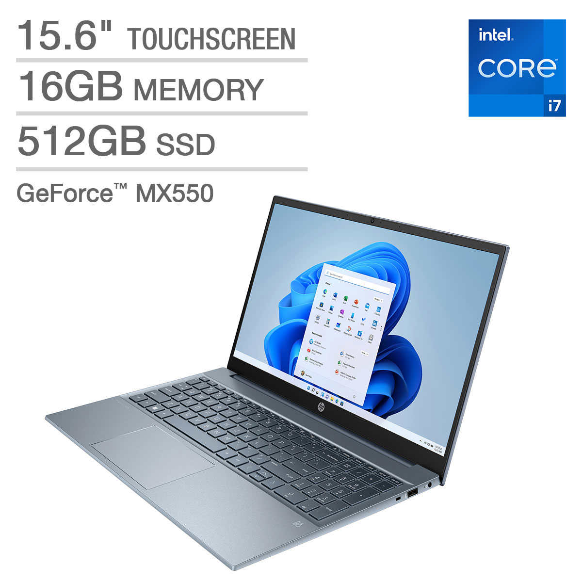 HP Pavilion 15.6 Touchscreen Laptop - 13th Gen Intel Core i7-1355U -  GeForce MX550 - 1080p - Blue