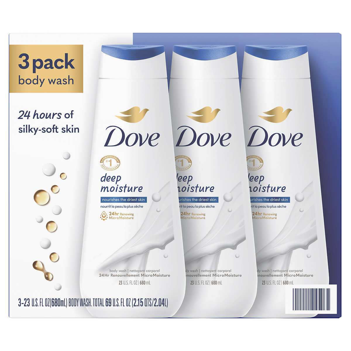 Dove Deep Moisture Body Wash 23 oz, 3-pack | Costco
