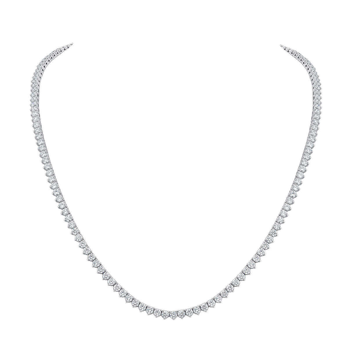 Round Brilliant 12.00 ctw VS2 Clarity, G Color Diamond 14kt White Gold  Strand Necklace