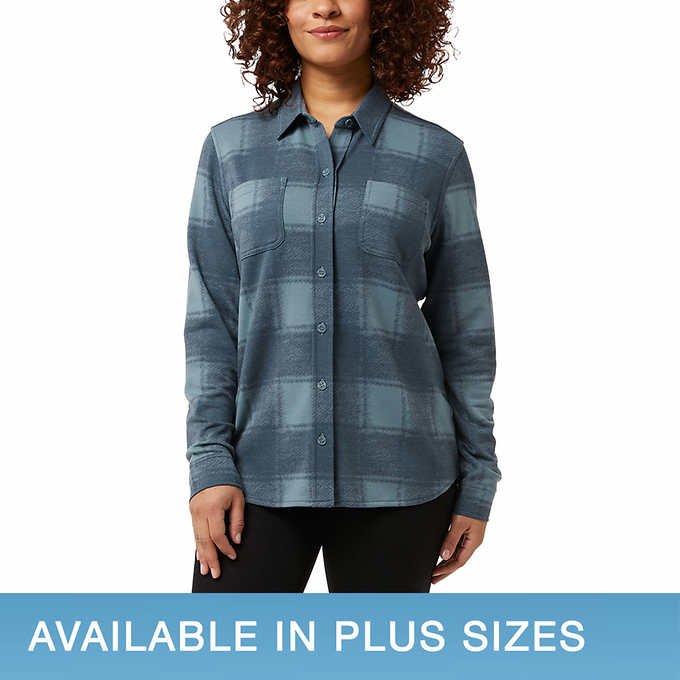 32 Degrees Ladies' Cozy Knit Button-Up Shirt