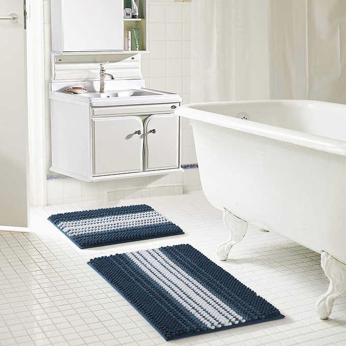 Bath Mat Extra-soft Plush Bath Shower Bathroom Rug, 1'' Chenille