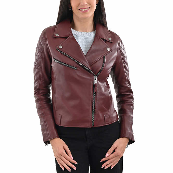 Luca Designs Womens Quilted Leather Motorcycle Jacket