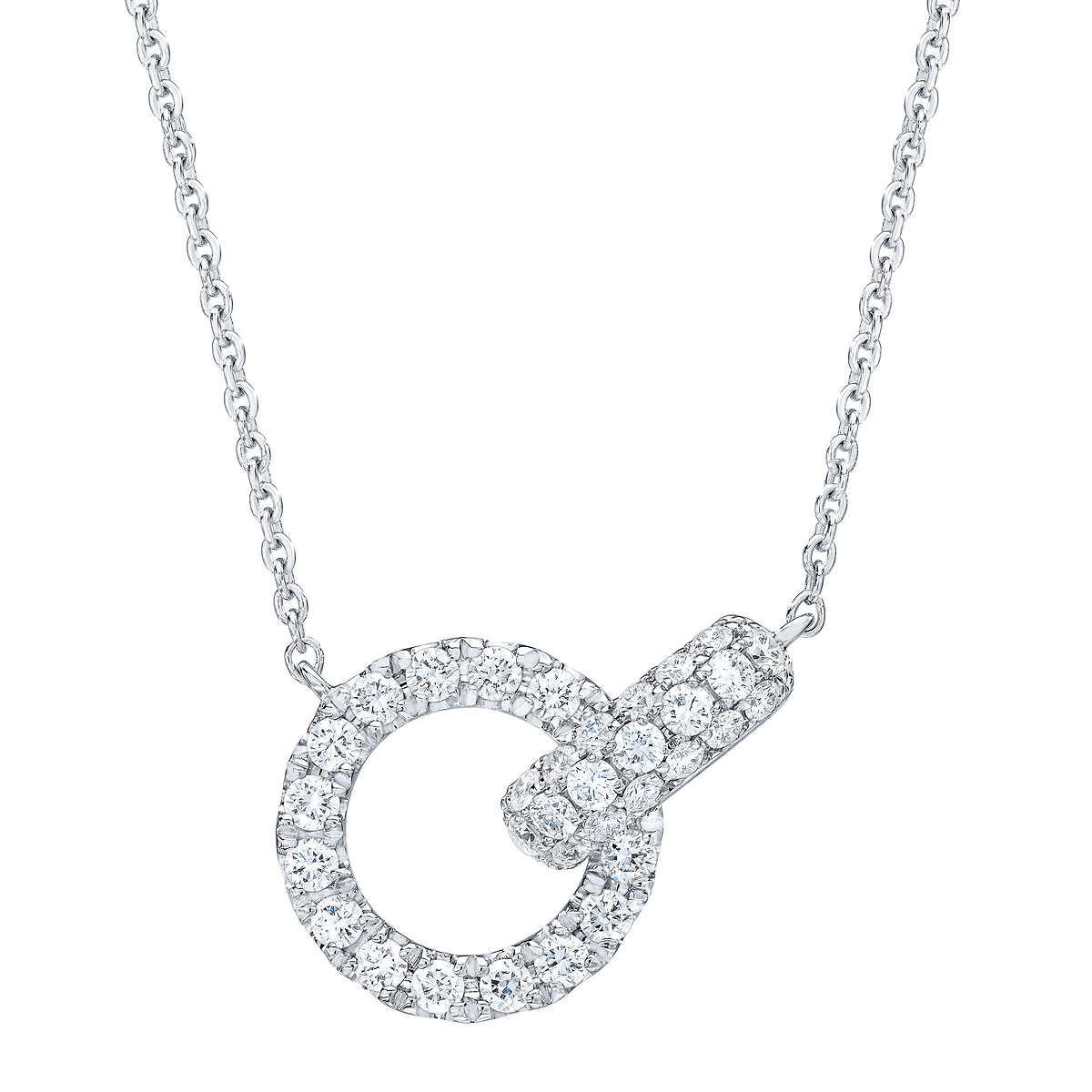 Round Brilliant 1.00 ctw VS2 Clarity, I Color Diamond 14kt Gold Heart  Necklace