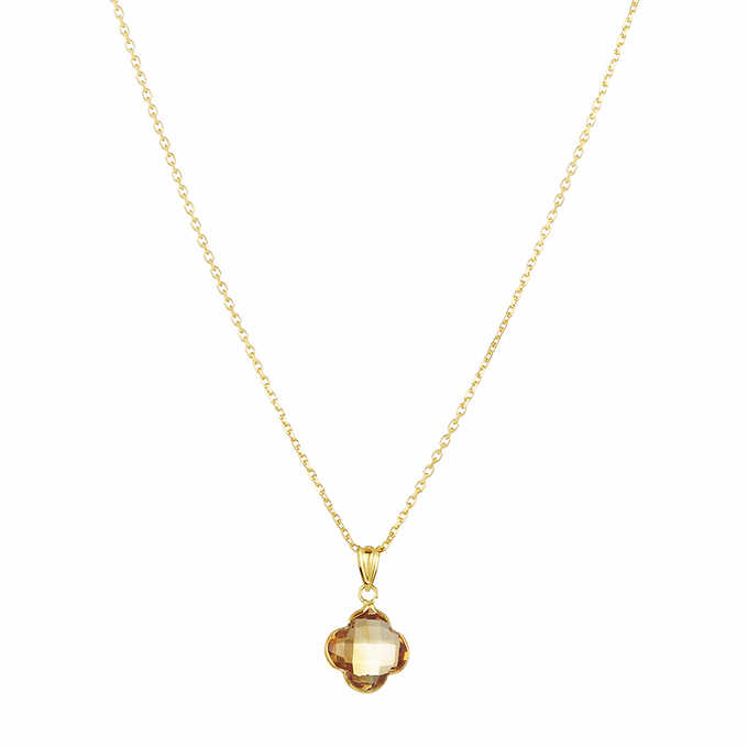 Gemstone 14kt Yellow Gold Clover Necklace