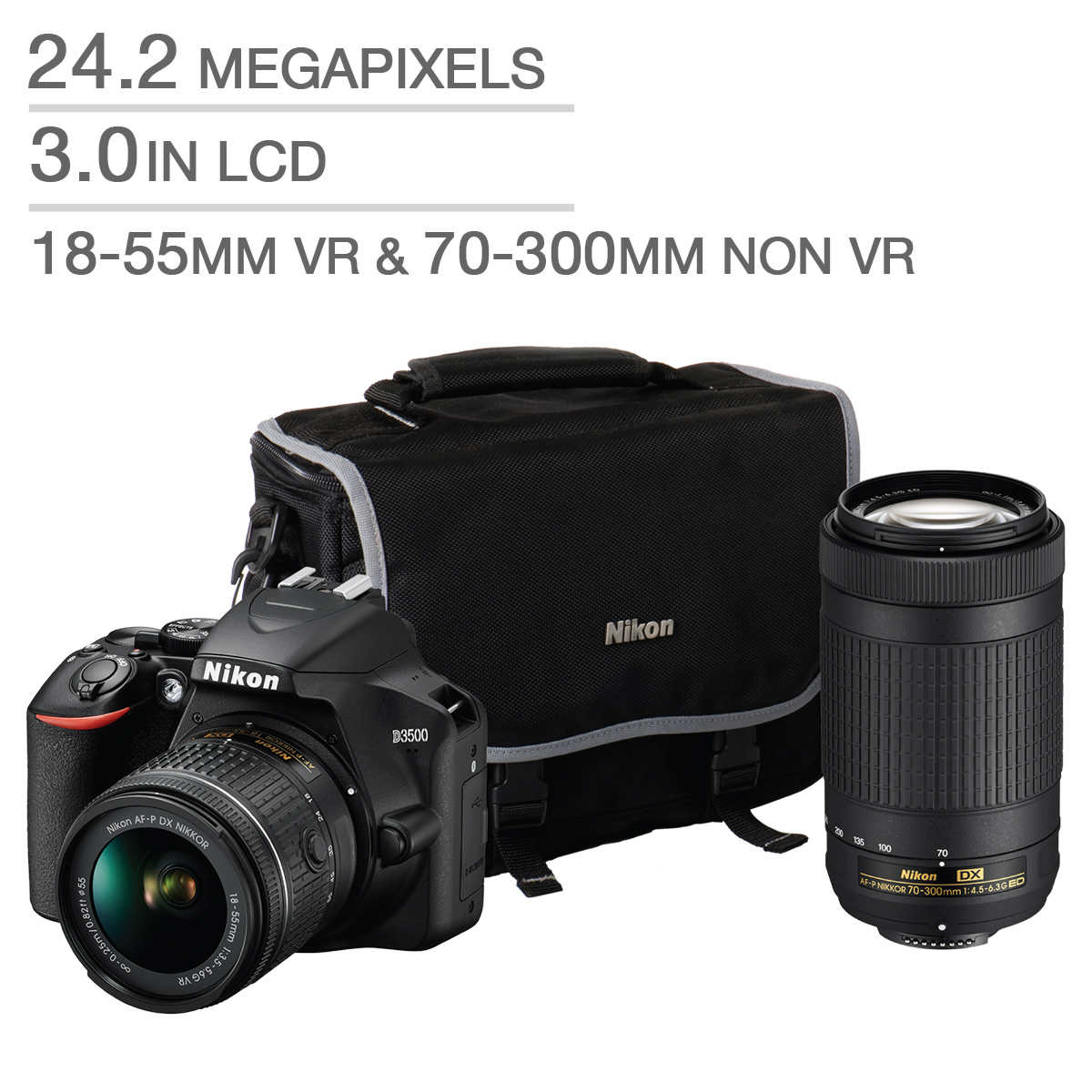Nikon D5300 Digital SLR Camera - Black (24.2 MP, AF-P 18-55mm VR Lens Kit)  3-Inch LCD Screen - International Version (No Warranty)