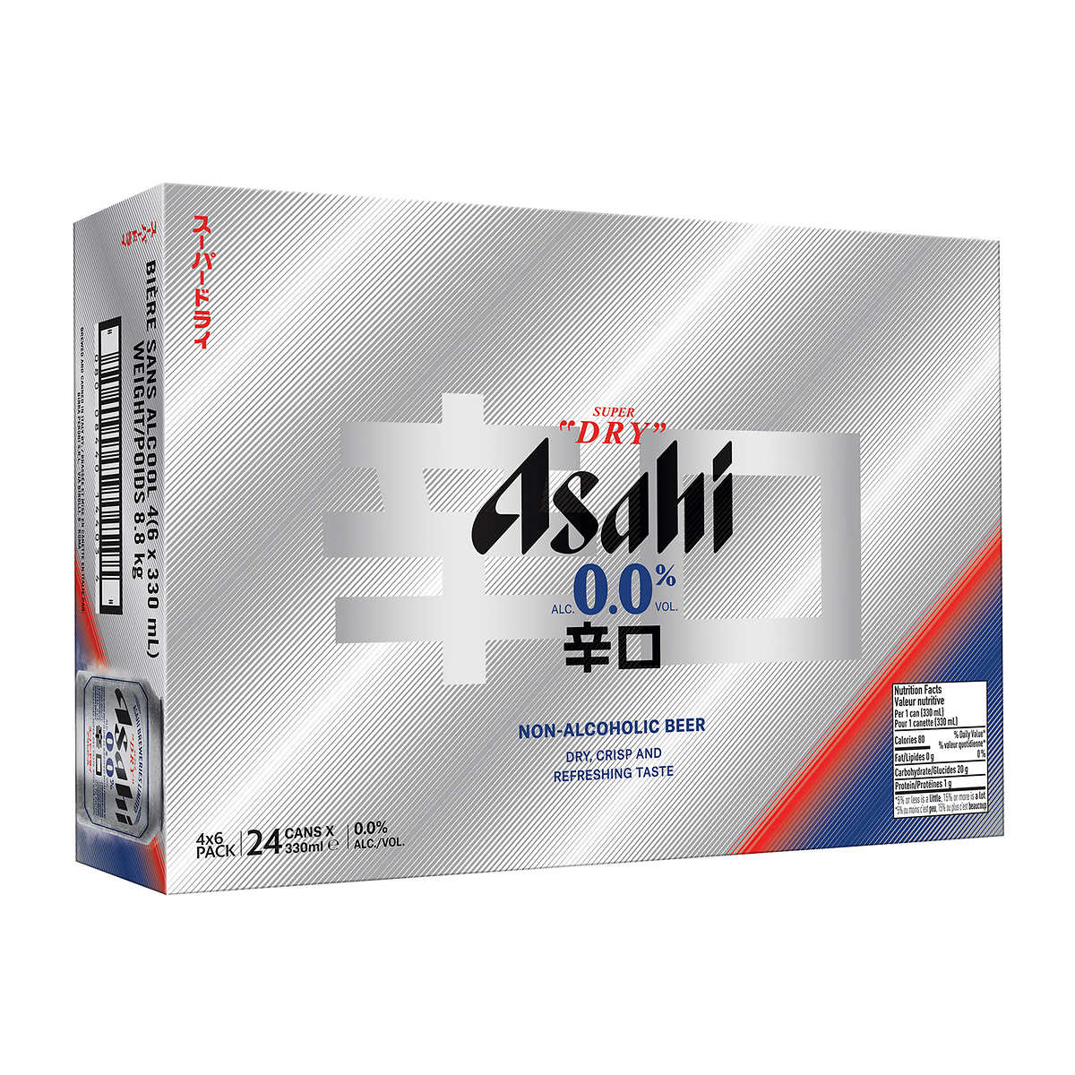 Asahi Super Dry 0.0%, 24 x 330 mL