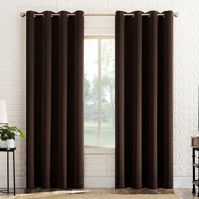 Thermal Curtains Plain Heavy Chenille Fabric Tape Top Ready Made Curtains  Pair