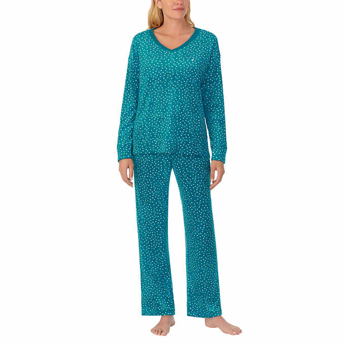 Nautica Women's 2 Piece Fleece Pajama PJ Sleepwear Set V-Neck Top