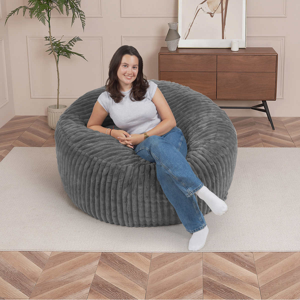 Living Room Furniture Fur Giant Bean Bag Sofa Cover With Filling & Without  Filling- FREE SHIPPING WORLDWIDE