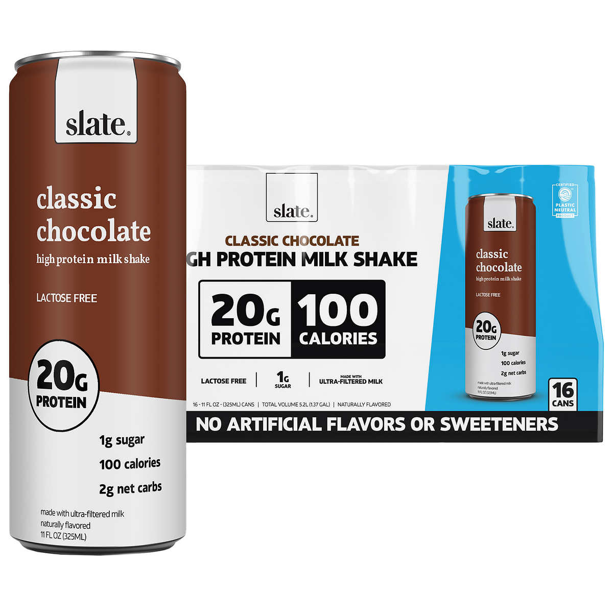 Slate Milk - High Protein Shake, French Vanilla Milk, 20g Protein, 0g Added  Sugar, Lactose Free, Keto, All Natural (11 oz, 12-Pack) 