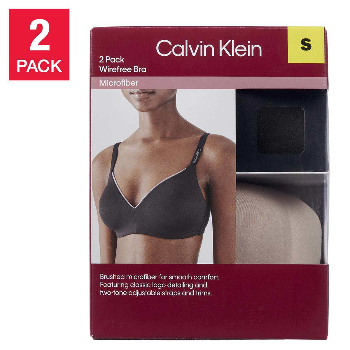 Calvin Klein Microfiber Bra Set Lightly Lined Wirefree 2Pk Black