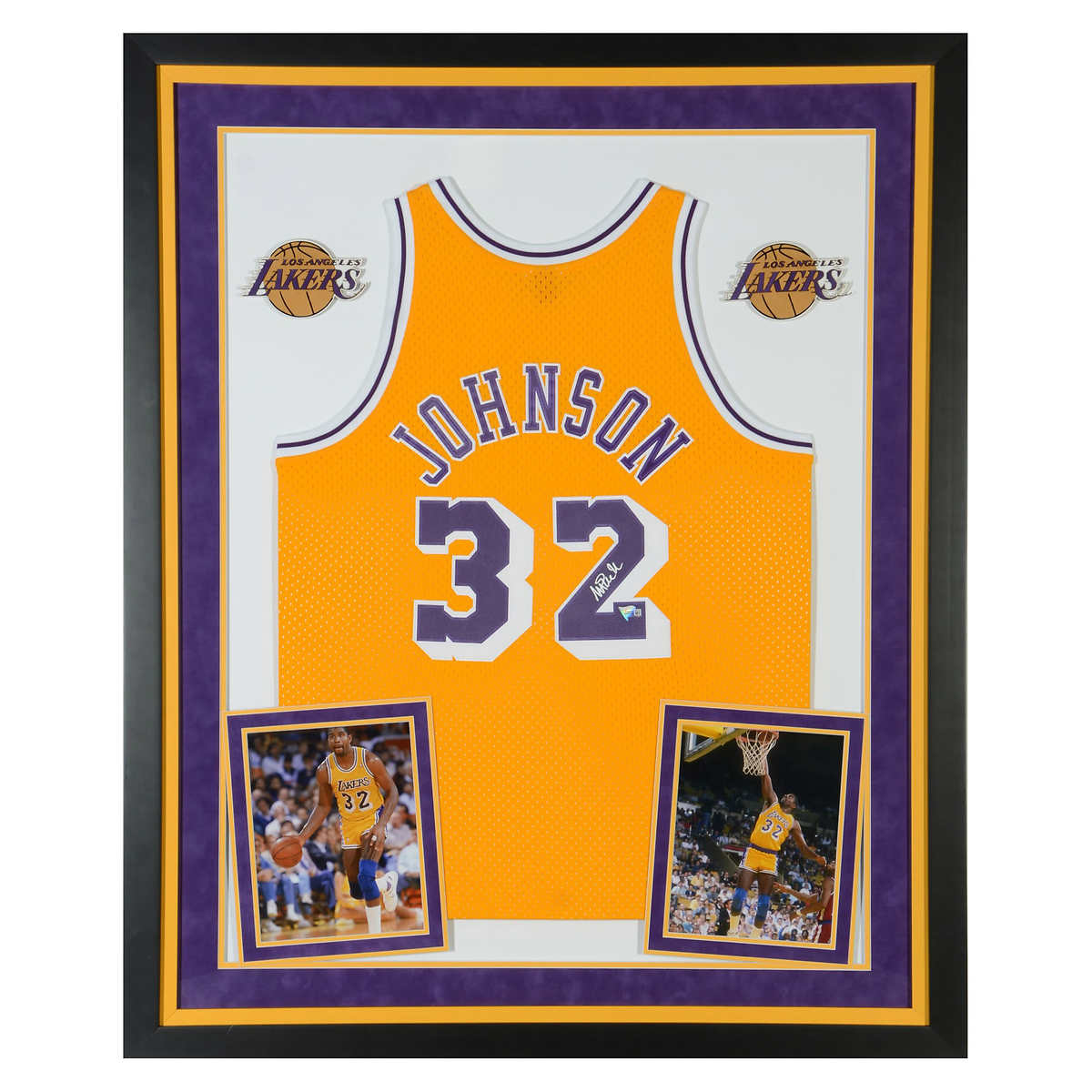 Magic Johnson Autographed Framed Gold Mitchell Ness Authentic