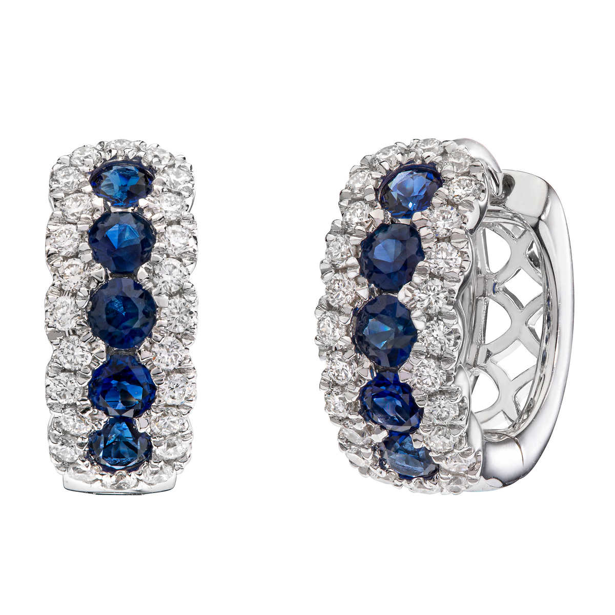 Sapphire hoop earrings white on sale gold