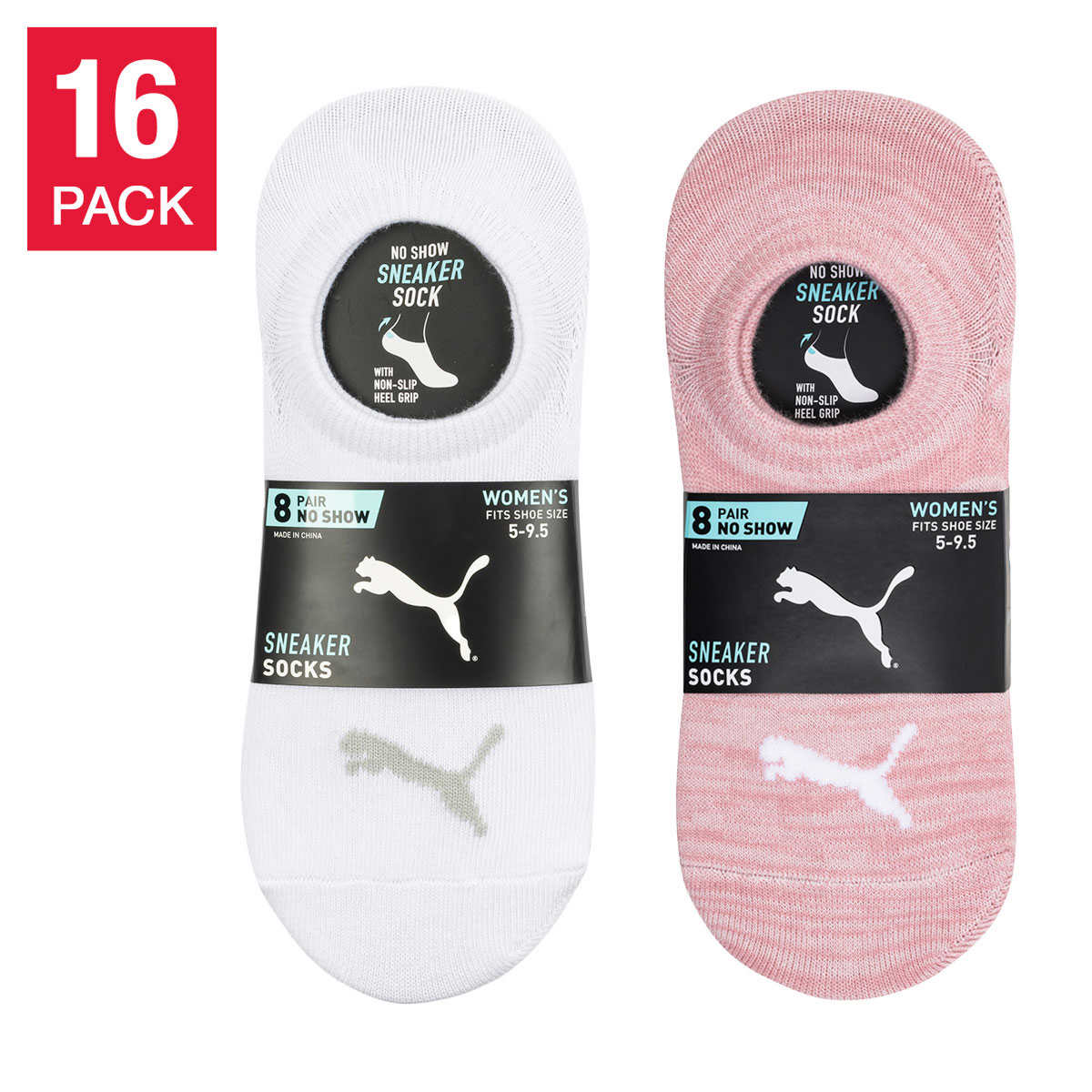 PUMA Youth Low Cut Sock, 20-pair, Pink/White