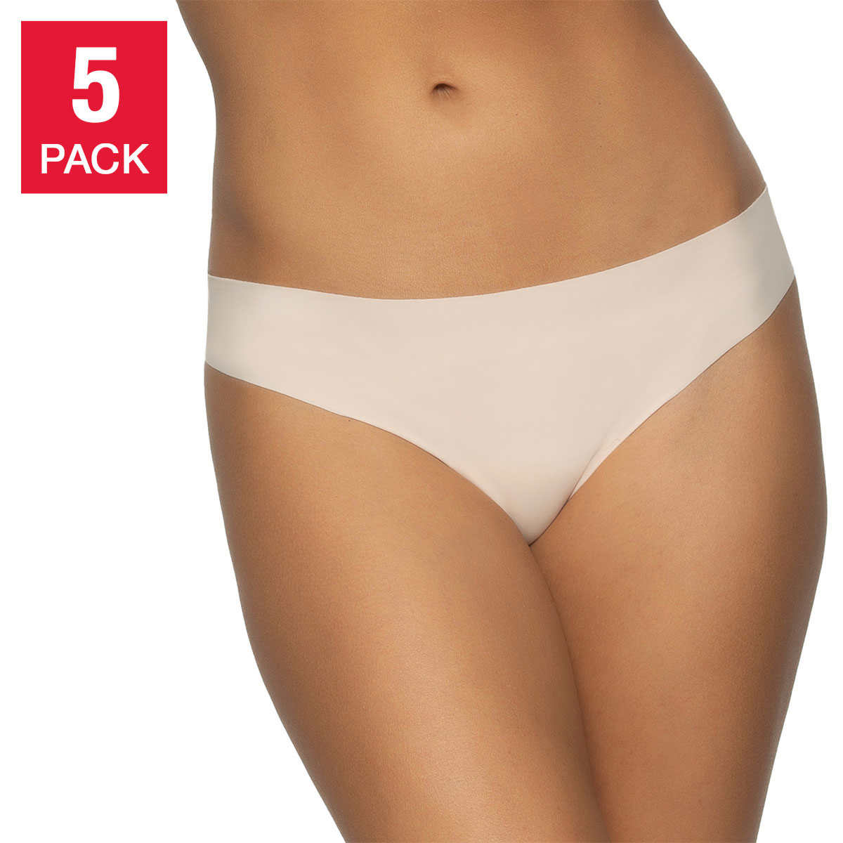 Seamless Thongs For Women No Show Thong Underwear Women 5 Pack, White, M