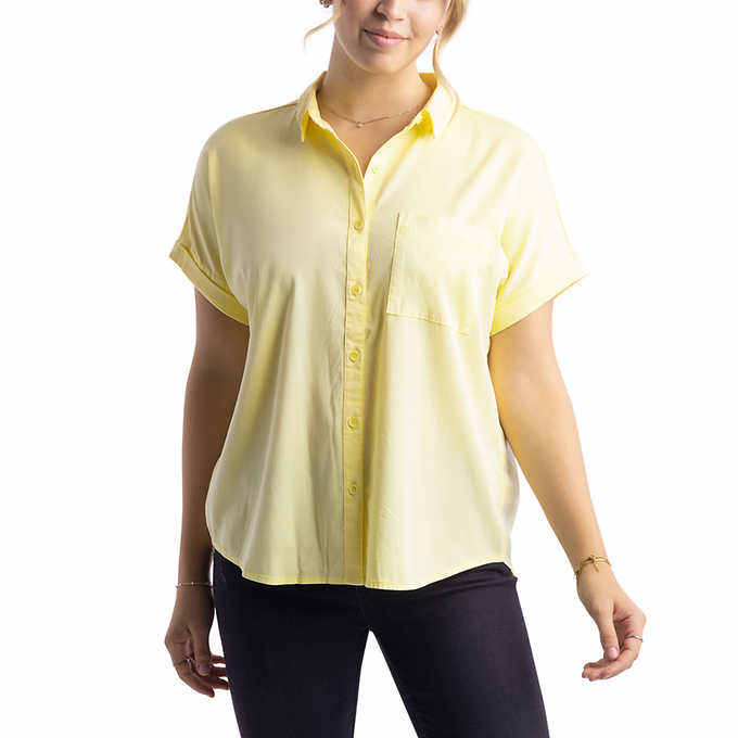 Ecothreads Ladies' Short Sleeve Button Up Top