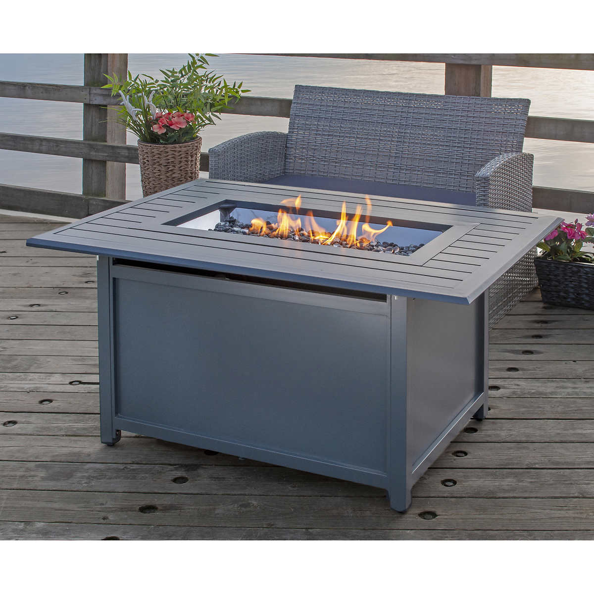 Gale Rectangular Aluminum Convertible Lp Ng Fire Table Costco