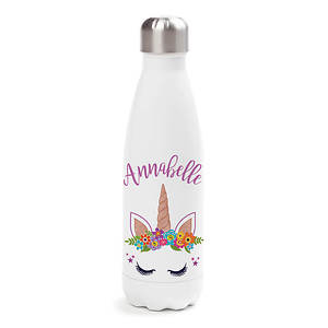 Happy Unicorn Personalized Water Bottle