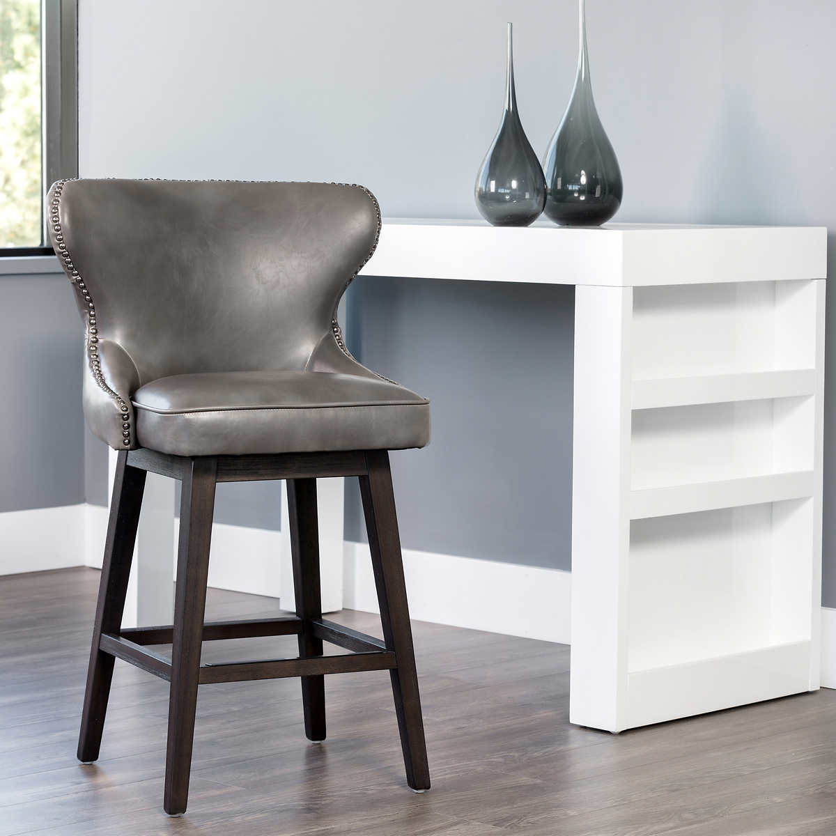 ariana dark grey swivel barstool or counter stool