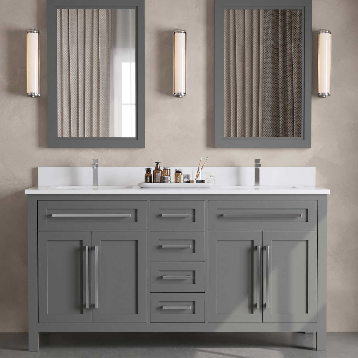 Borneo 63 In Double Vanity With Framed Mirrors Costco