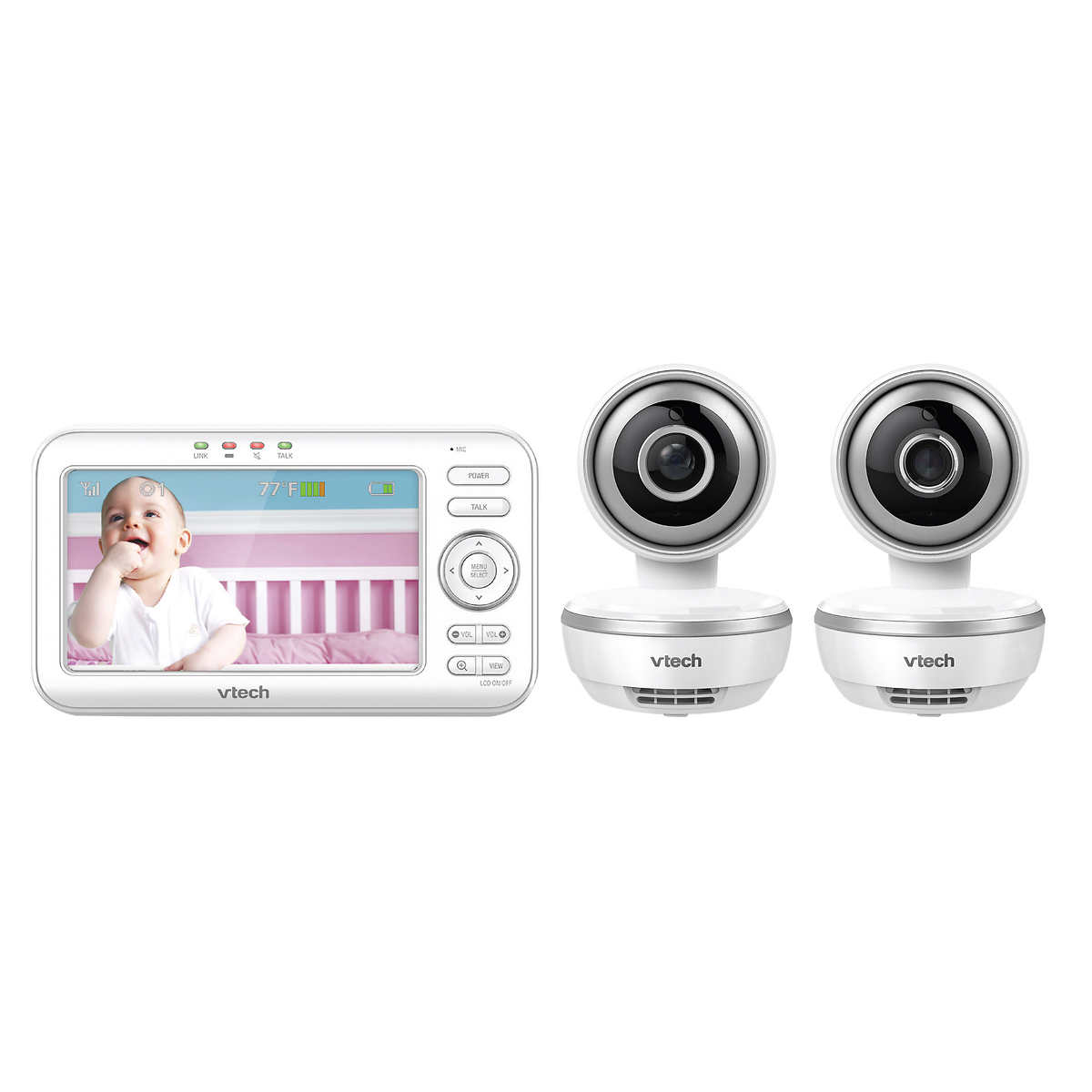 Vtech 5 In Video Monitor With 2 Pan And Tilt Cameras Wide Angle Lens And Standard Lens