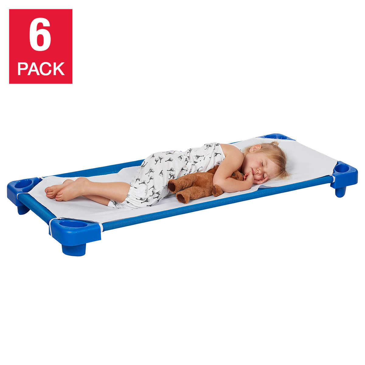 ECR4KIDS Stackable Kids Cots Standard with Sheet Ready To Assembly