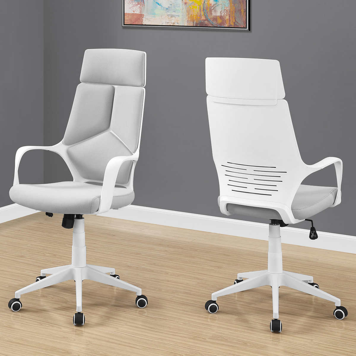 Cloud Executive High Back Grey And White Fabric Office Chair Costco