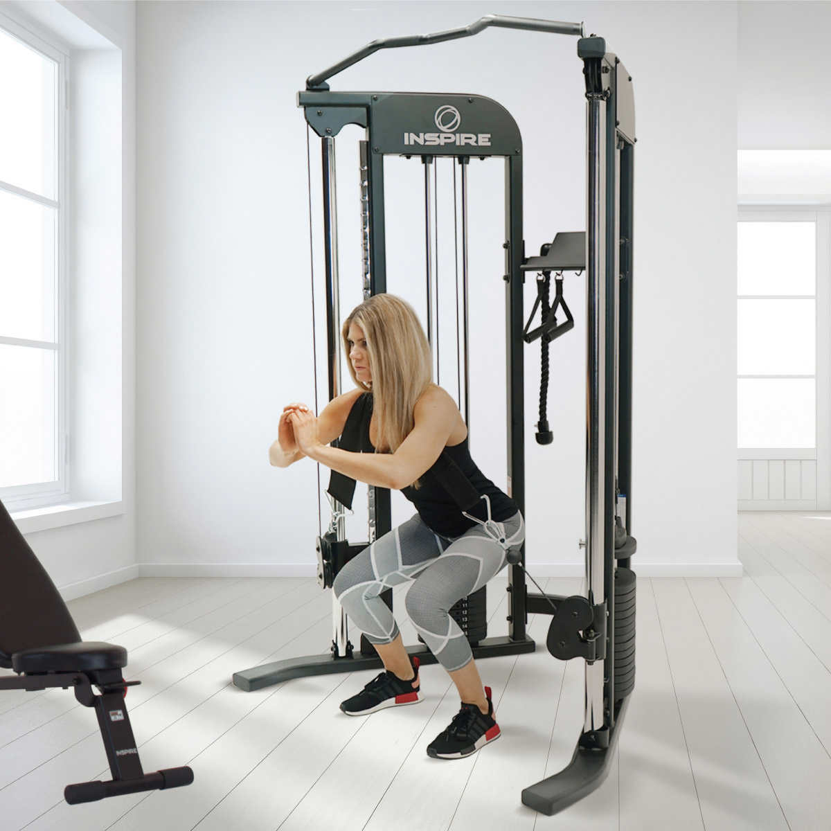 Inspire Fitness FTX Functional Trainer with Folding Bench and 1-year  Subscription