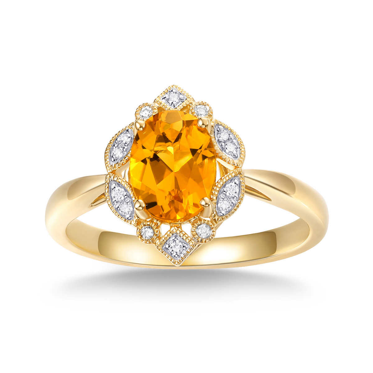 Oval Cut Citrine and Diamond Ring (0.05 ctw) | Costco