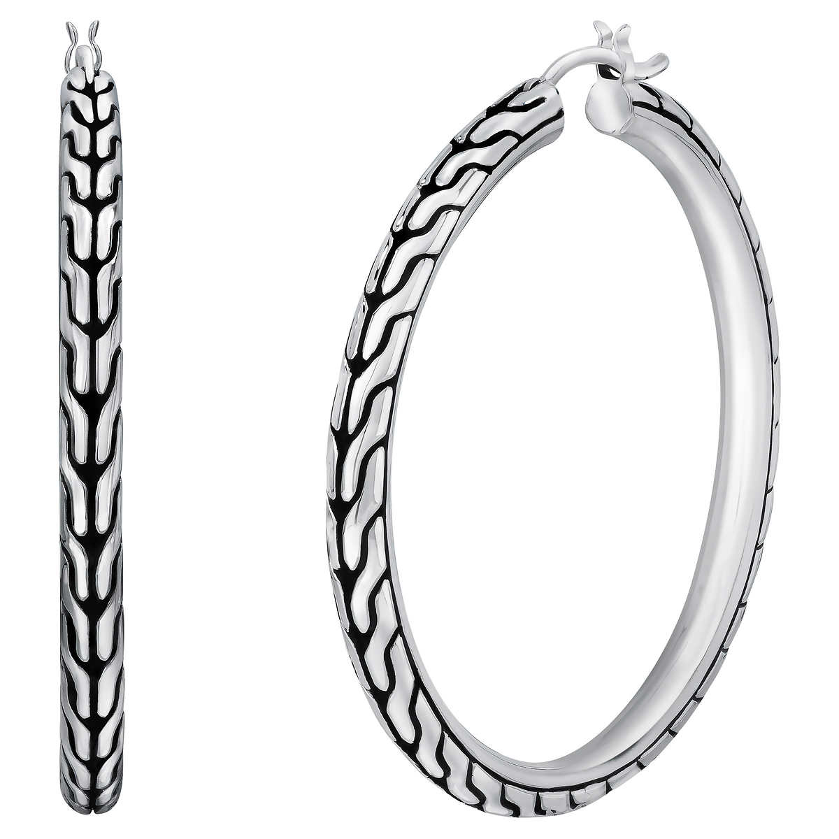 John Hardy Classic Chain Silver Hoop Earrings | Costco