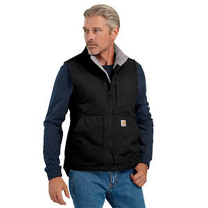 Carhartt Men&s Washed Duck Sherpa-Lined Mock-Neck Vest - Black - XL