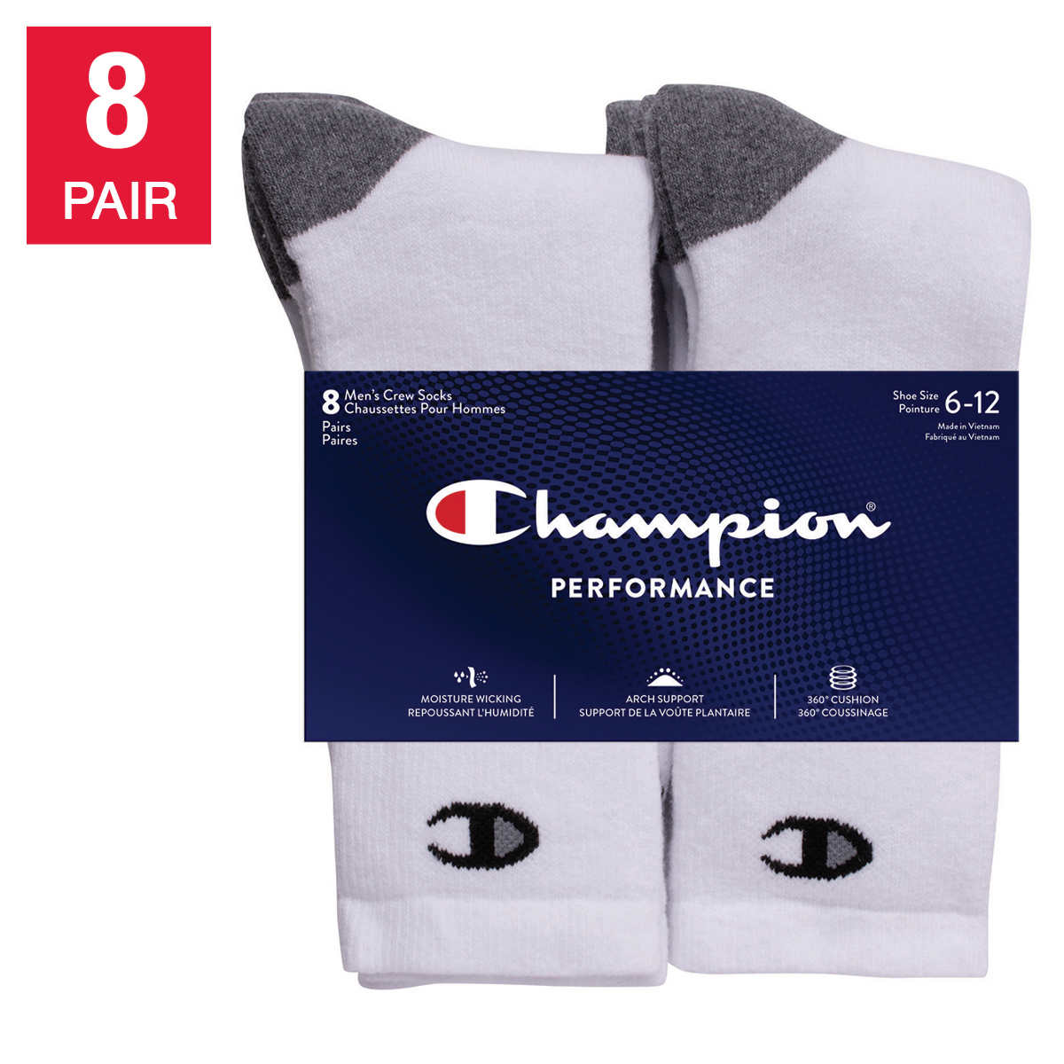 Champion Men's Sock, 8-pair