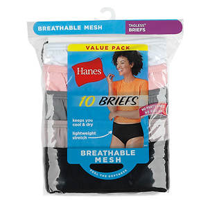 HANES WOMENS BREATHABLE MESH BRIEF UNDERWEAR 10 PACK, ASSORTED COLORS, 8  *NEW 
