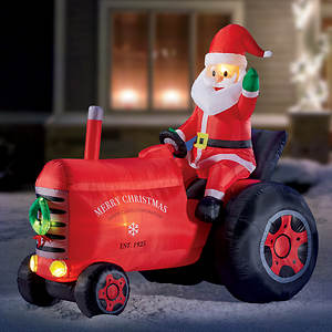 6ft shops wide santa vintage tractor Christmas inflatable